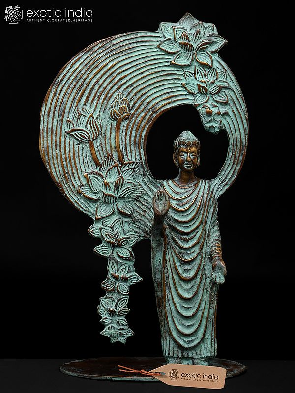 20" Enlightened Presence – Buddha in Bloom | Brass Statue with Bronze Finish