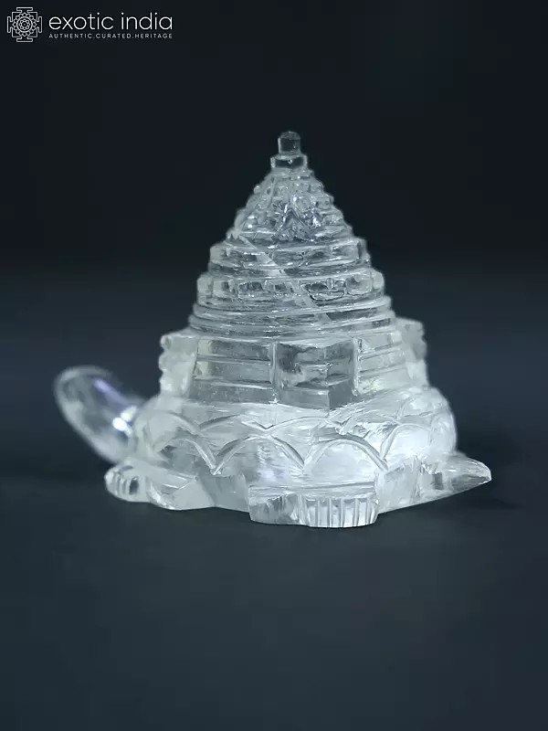 4" Shri Yantra On Tortoise For Auspicious Occasion In Crystal | Ritual Item