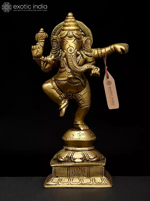 7" Dancing Lord Ganesha | Brass Statue