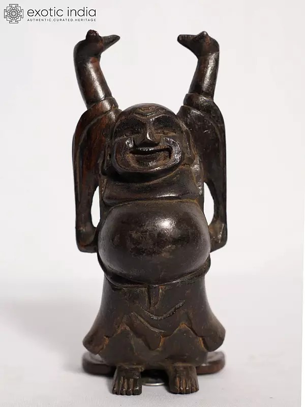 8" Feng Shui - The Laughing Buddha | Handmade White Wood Figurine