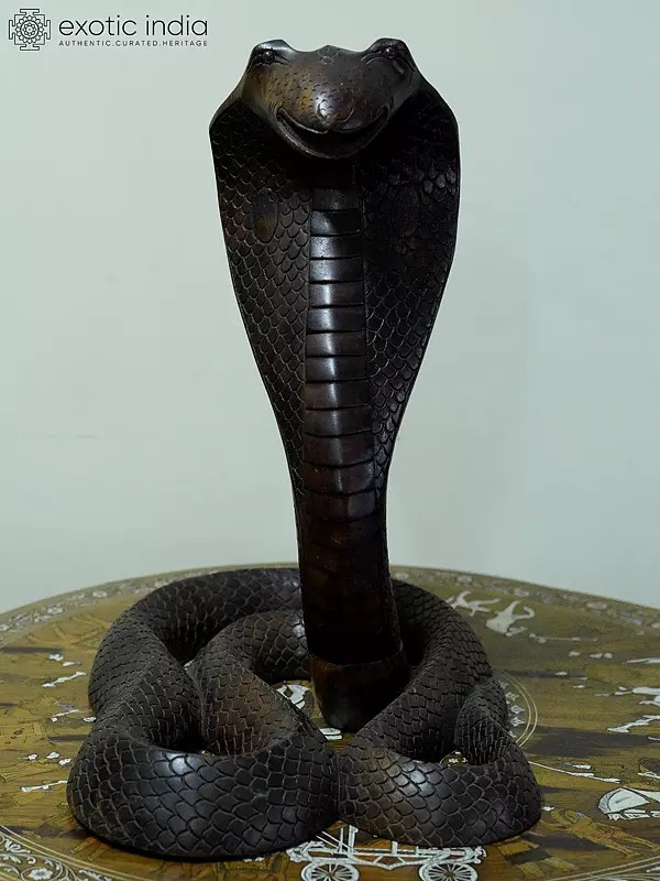 26" Wood Statue Of Kundalini Snake | Handmade Rosewood Figurine