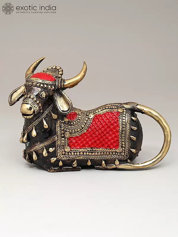 8" Nandi - Vahana of Lord Shiva | Dhokra Art | Brass Statue