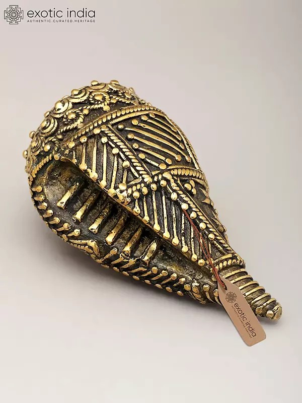 5" Brass Conch (Shankh) | Dhokra Art