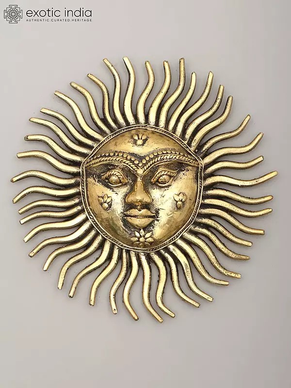 7" Wall Hanging Surya Dev | Dhokra Art | Brass Statue