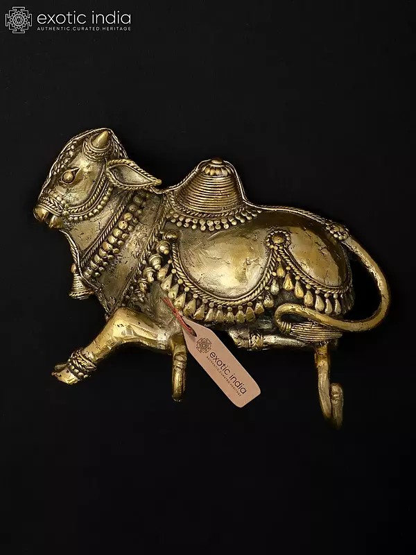 7" Wall Hanging Nandi with Key Hangers | Dhokra Art | Brass Statue