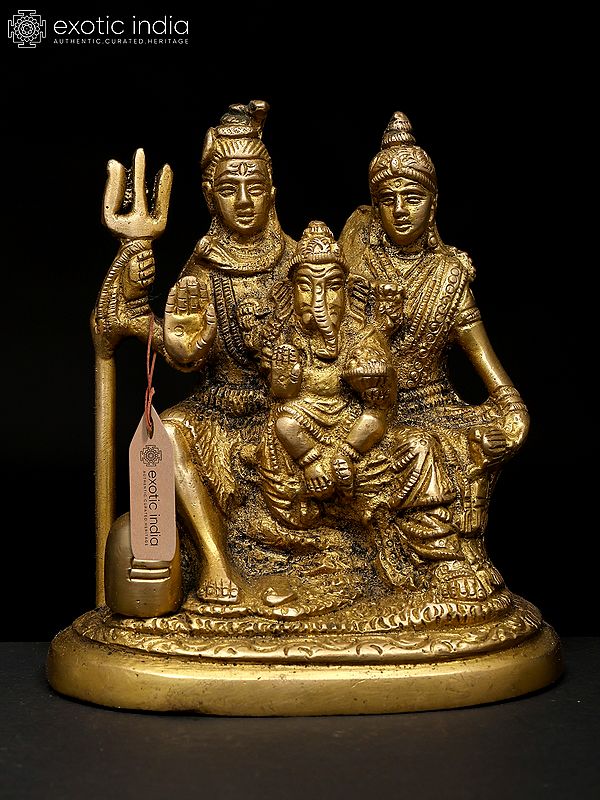 4" Small Shiva Family | Brass Statue | Made In India