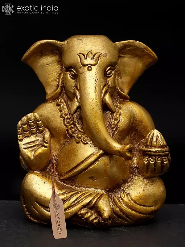 3" Small Blessing Lord Ganesha | Brass Statue | Made In India