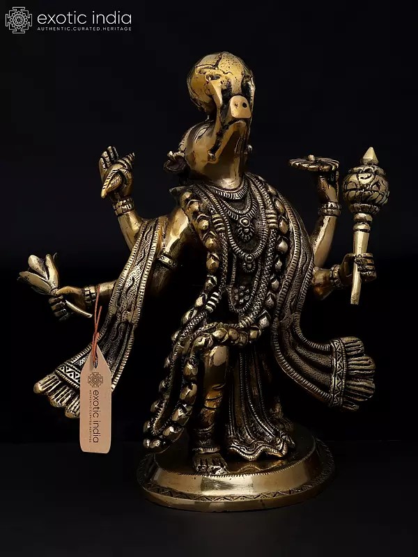 12" Lord Varaha: The Divine Boar Avatar of Lord Vishnu | Brass Statue