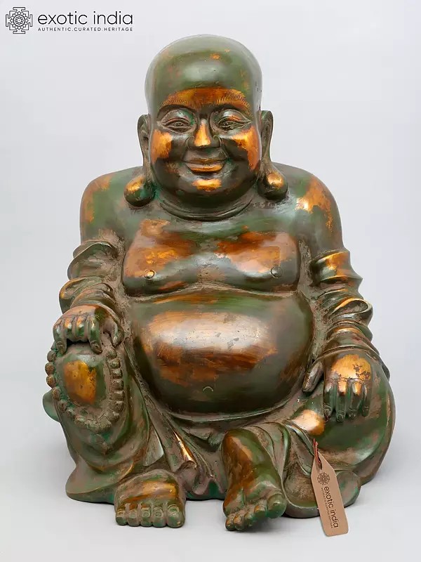 18" Laughing Buddha Statue in Brass | Handmade | Made In India