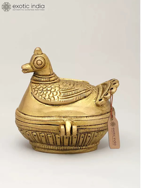 2" Brass Duck Kumkum Box | Handmade