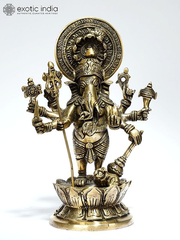 9" Drishti Ganesha | Brass Statue