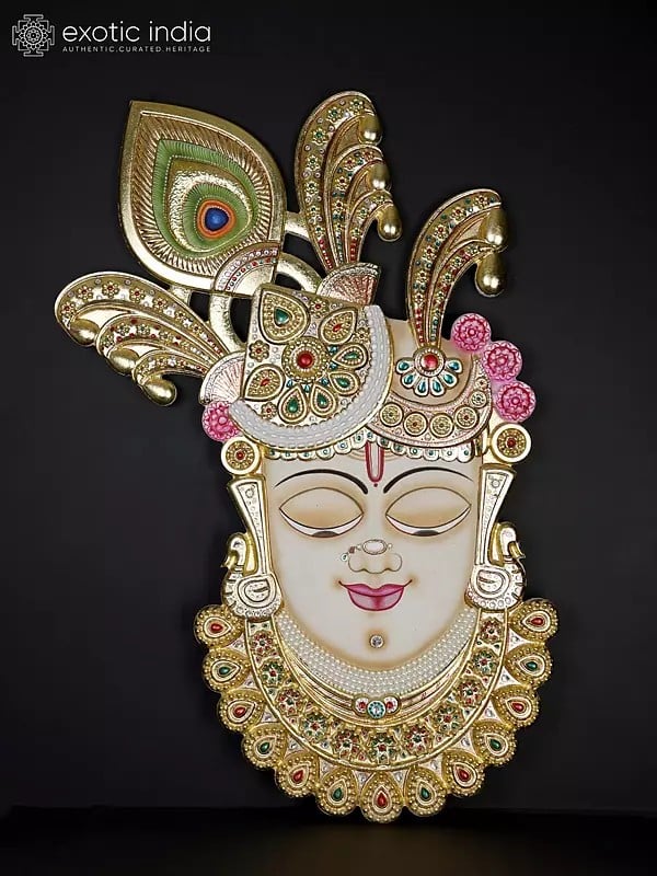 48" Large Shrinathji Wall Hanging Statue with Gold Work