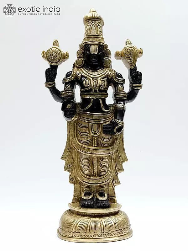 16" Tirupati Balaji (Venkateshvara) | Wall Hanging Statue in Brass