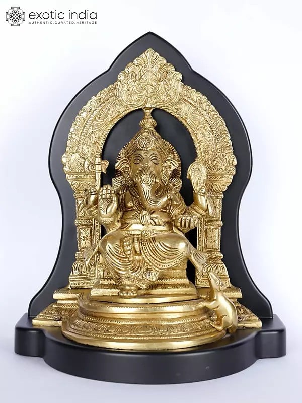 12" Lord Ganesha Seated on Kirtimukha Throne