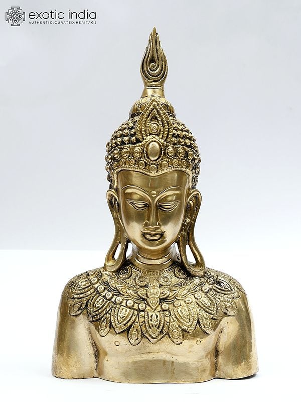 16" Lord Buddha Bust | Brass Statue