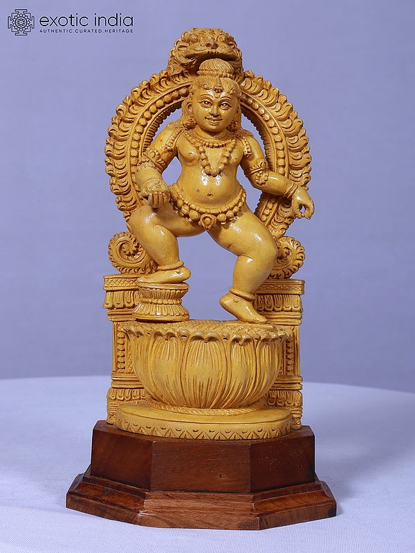 12" Bal Krishna Standing Statue | Handmade | Wooden Sculpture