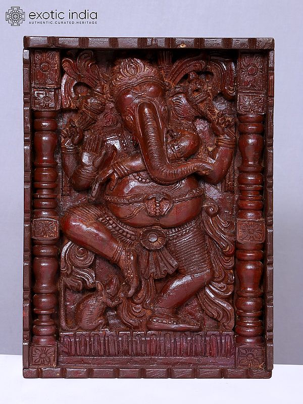 15" Hand Carved Ganesha Wooden Sculpture | Wall Hanging | Handmade