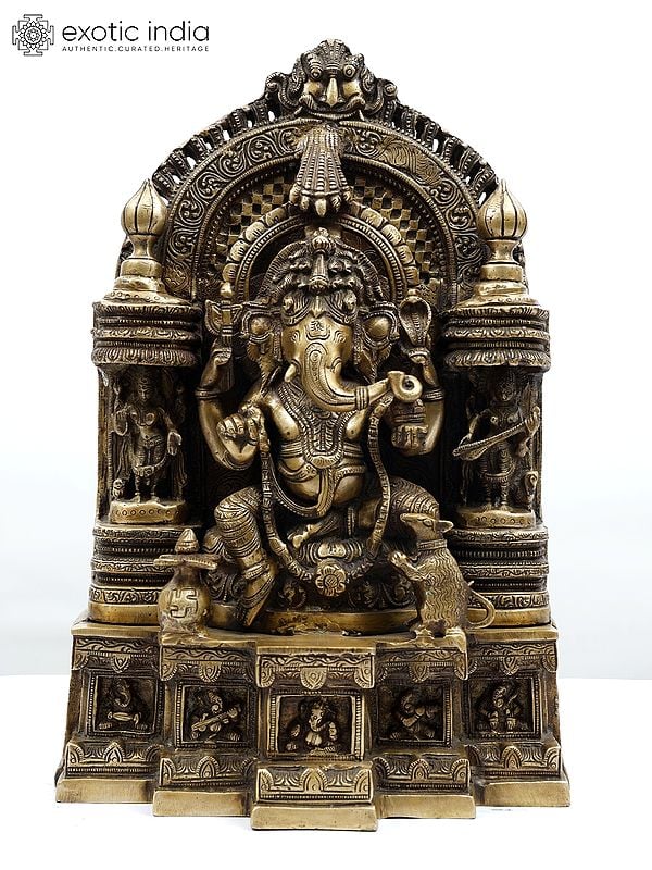 17" Temple Ganesha | Brass Statue