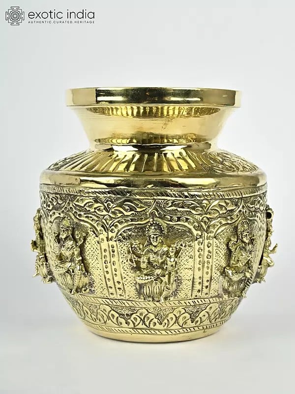 4" Superfine Ashtalakshmi Kalash in Brass