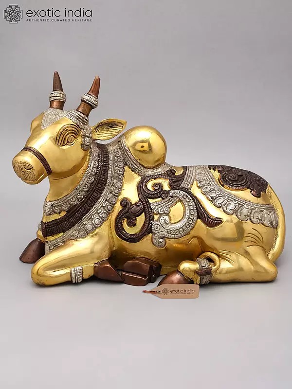 Lord Shiva's Sacred Bull Nandi - 13 Inch Brass Statue