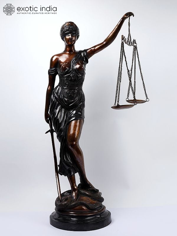 46" Lady of Justice with Scale and Sword in Hands | Large Size Brass Statue