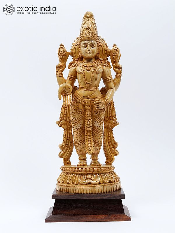 20" Standing Tirupati Balaji (Venkateshvara) | Wood Carved Statue