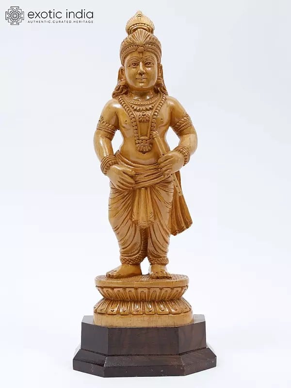 13" Standing Lord Krishna | Wood Carved Statue