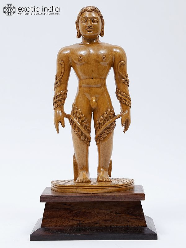 12" Standing Mahavir Jain | Wood Carved Statue