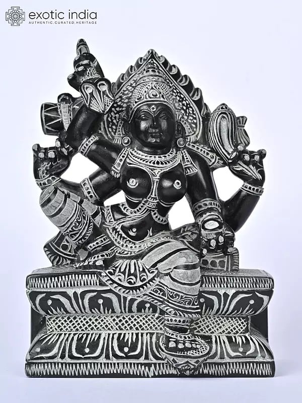 5" Devi Mariamman Stone Statue from South India (Mahabalipuram)