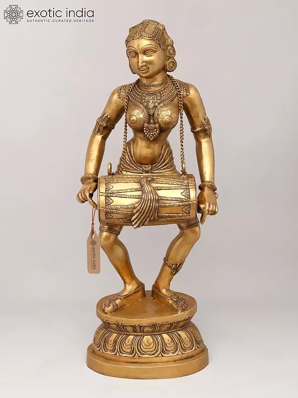 38" Large Size Dancing Yakshi Brass Idol | Handmade | Made In India