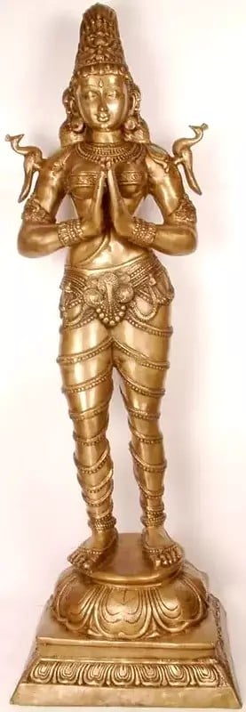 53" Large Size Dwara-Devi (The Celestial Doorkeeper Flanking Temple Doors) In Brass | Handmade | Made In India