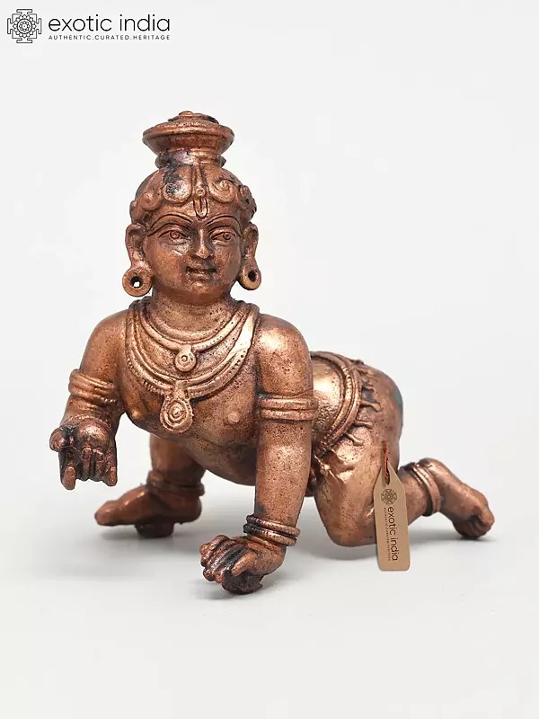 4" Small Laddu Gopal Krishna | Copper Statue