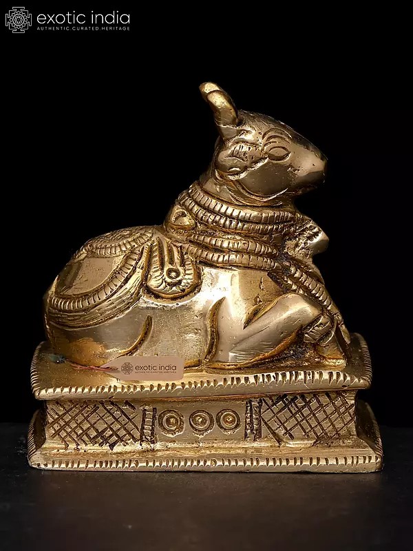 2" Small Brass Nandi Statue (Vahana of Lord Shiva)