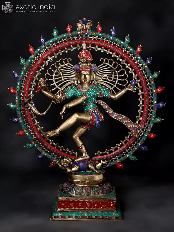 48" Large Nataraja - Dancing Lord Shiva | Brass Statue with Inlay Work