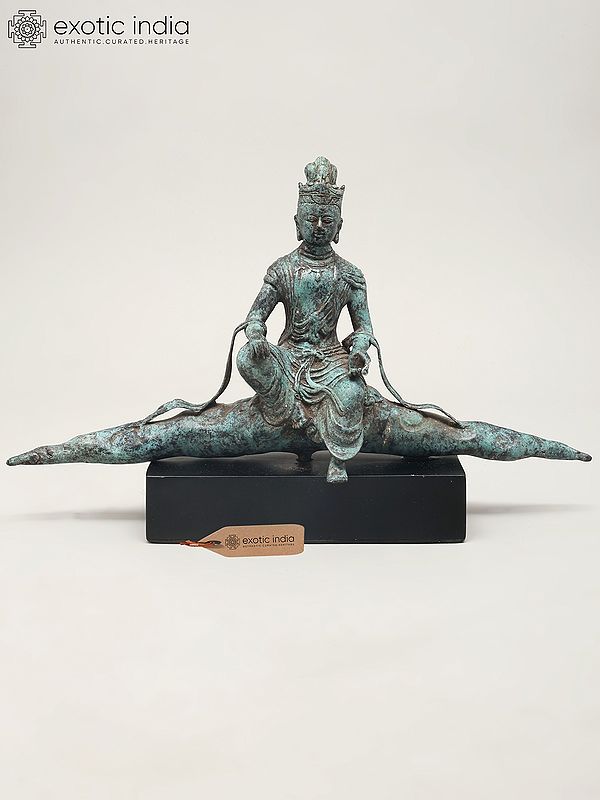 14" Sitting Lord Indra | Brass Statue from Indonesia