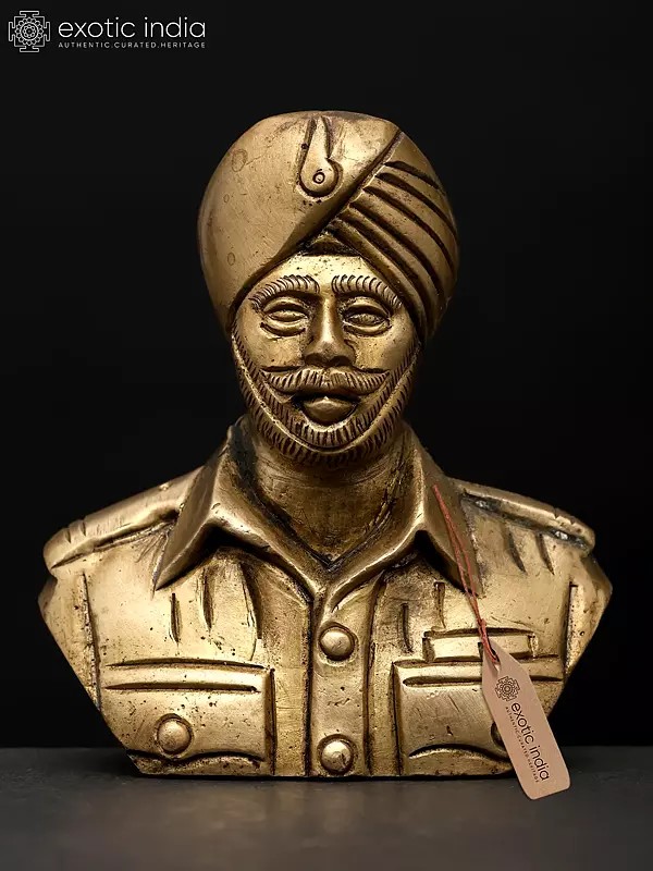 3" Small Subedar Joginder Singh Brass Bust | Table Piece