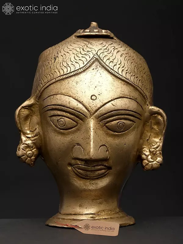 5" Small Goddess Gauri (Parvati ) Head | Brass Statue