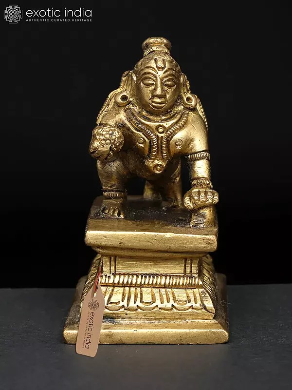 2" Small Laddu Gopal Krishna | Brass Statue
