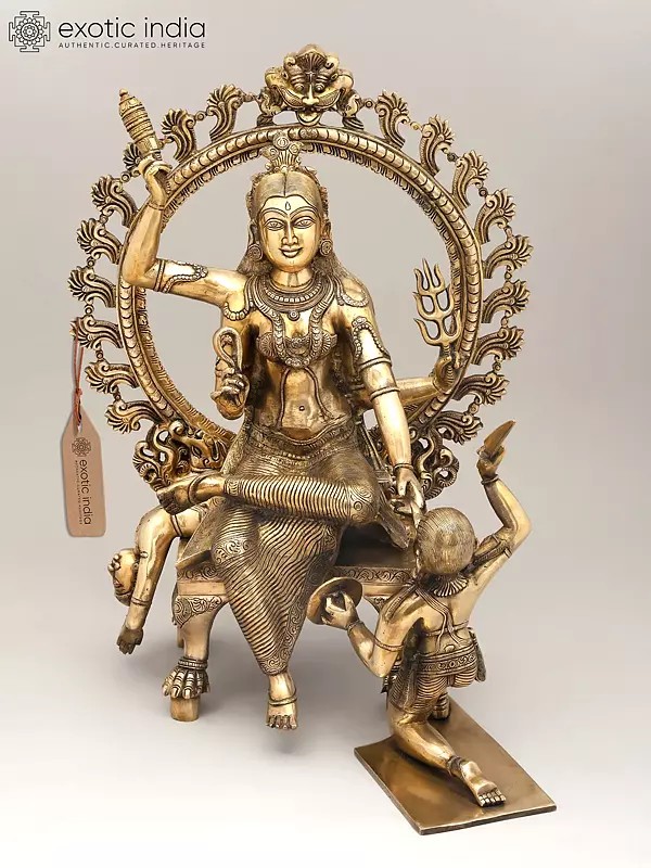 24" Mahavidya Goddess Baglamukhi | Brass Statues | Set of 2