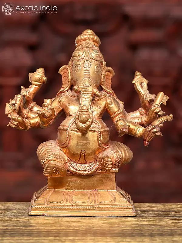 5" Small Lord Ganesha with Eight Arms | Bronze Statue