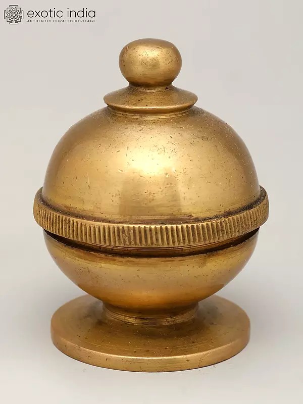 2" Small Brass Round Kumkum Box with Lid | Made in India