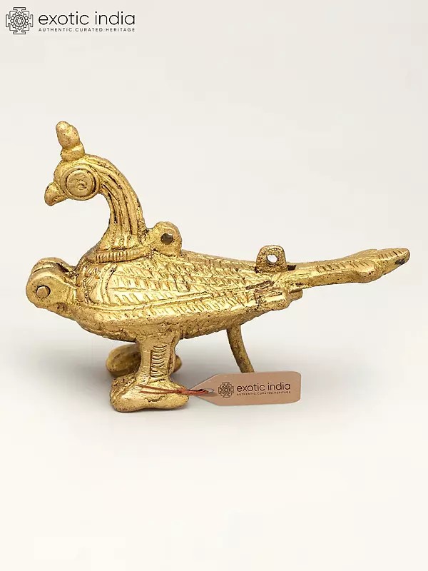 3" Small Peacock Kumkum Box in Brass | Ritual Item