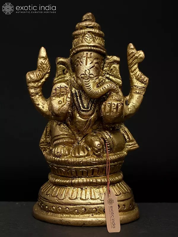 3" Brass Lord Ganesha Idol – Symbol of Wisdom & Prosperity