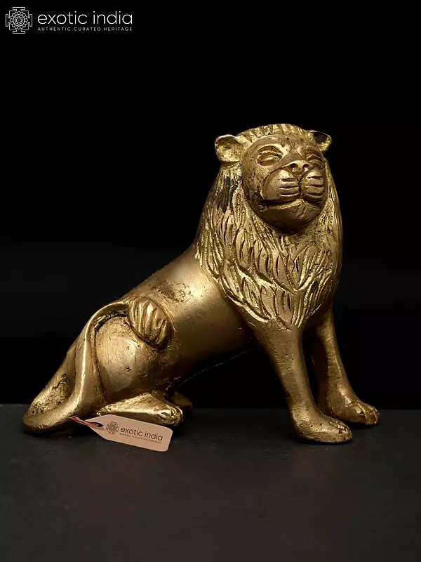 3" Small Seated Lion | Brass Sculpture | Made in India