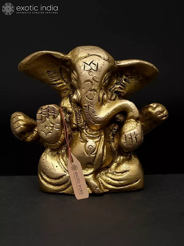 2" Divine Prosperity – Seated Lord Ganesha | Brass Sculpture