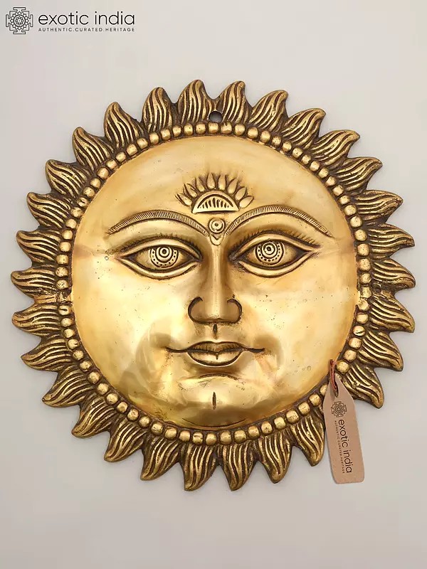 17" Lord Surya Wall Hanging Statue in Brass | Made In India | Handmade