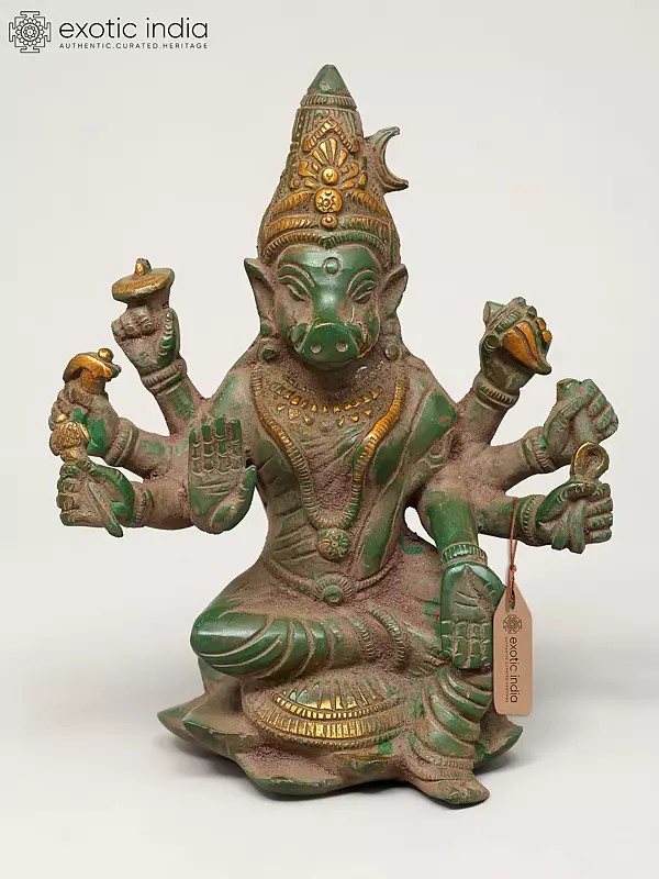 7" Eight Armed Blessing Goddess Varahi | Brass Statue