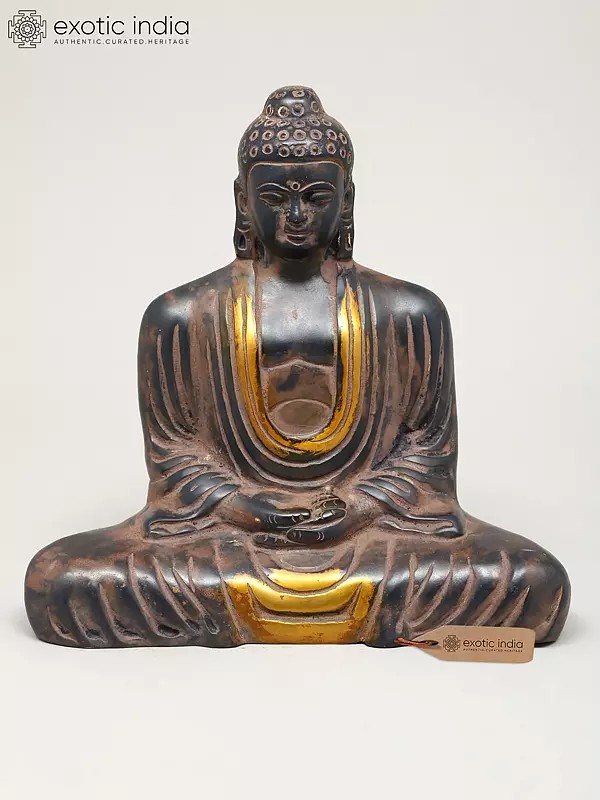8" Lord Buddha in Dhyan Mudra | Brass Statue