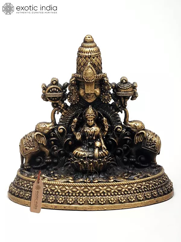 2" Small Superfine Goddess Gajalakshmi and Tirupati Balaji Bust with Vaishnava Symbols | Made in Coimbatore | Ideal for Puja