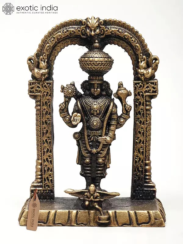 3" Small Superfine Lord Tirupati Balaji and Garuda with Kirtimukha Arch | Made in Coimbatore | Ideal for Puja